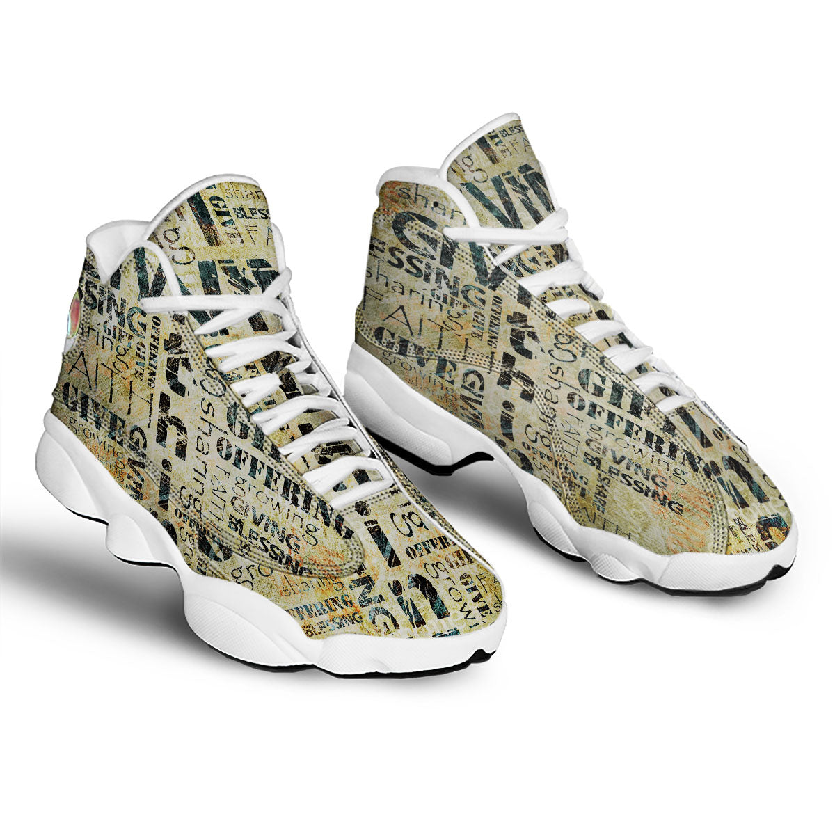 Religious Words Tithing And Giving Print White Basketball Shoes-grizzshop