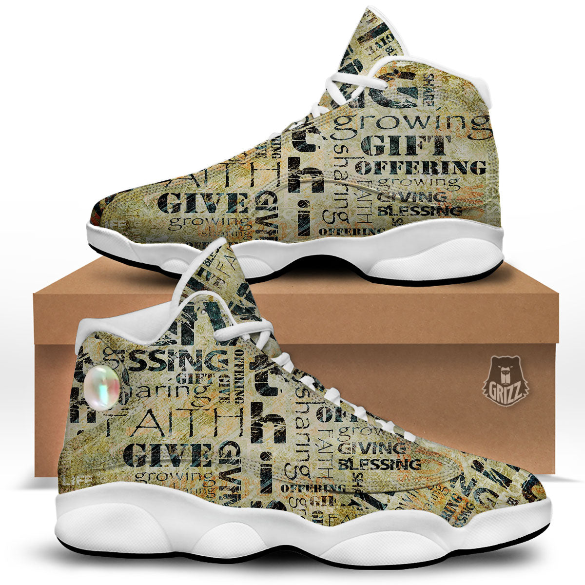 Religious Words Tithing And Giving Print White Basketball Shoes-grizzshop