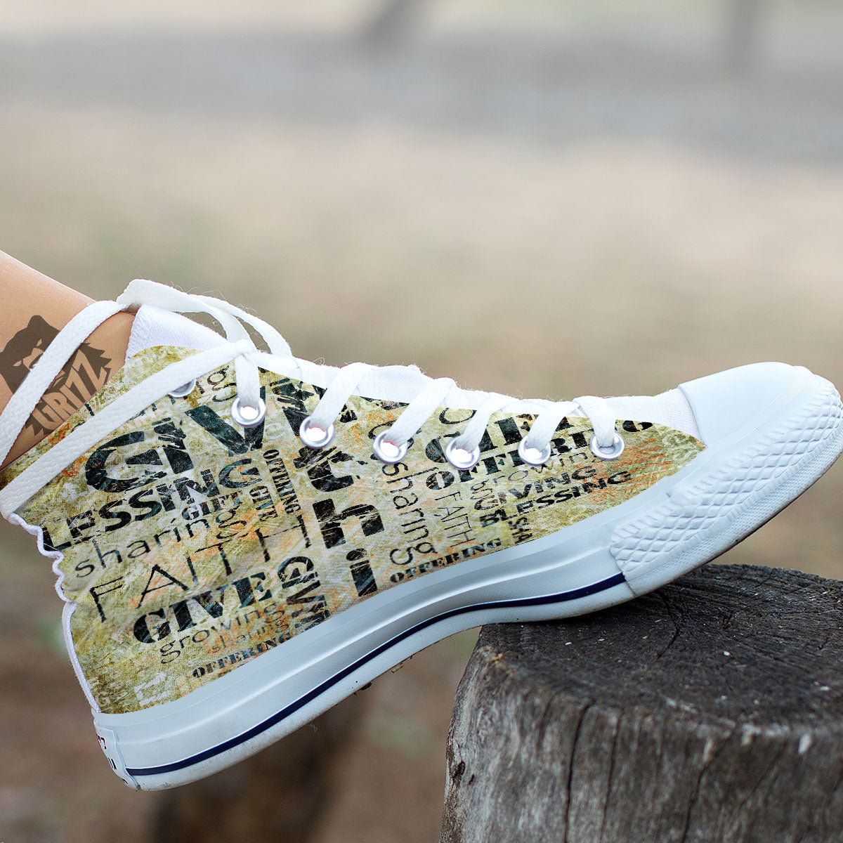 Religious Words Tithing And Giving Print White High Top Shoes-grizzshop