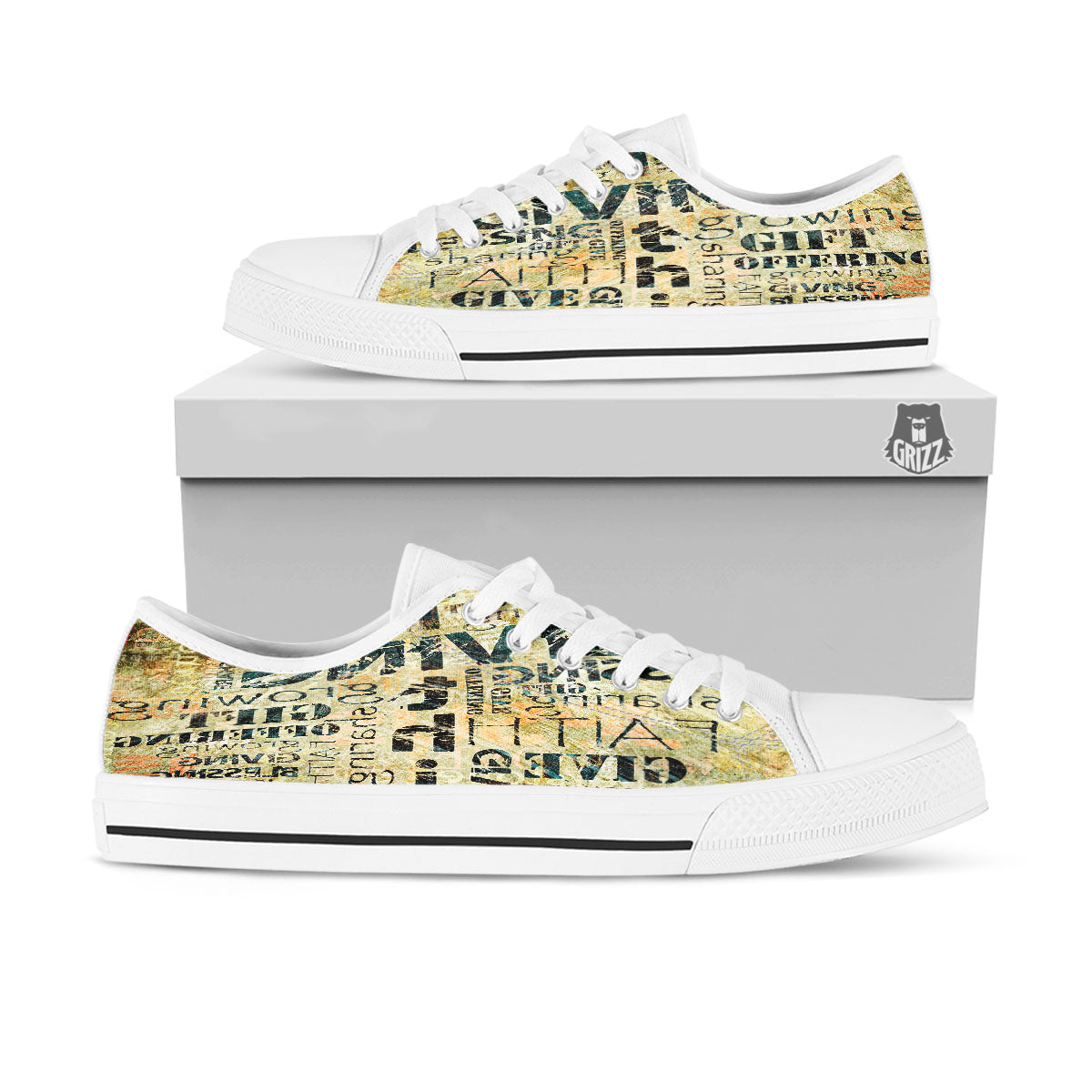 Religious Words Tithing And Giving Print White Low Top Shoes-grizzshop