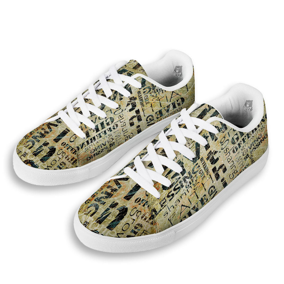 Religious Words Tithing And Giving Print White Low Top Sneakers-grizzshop