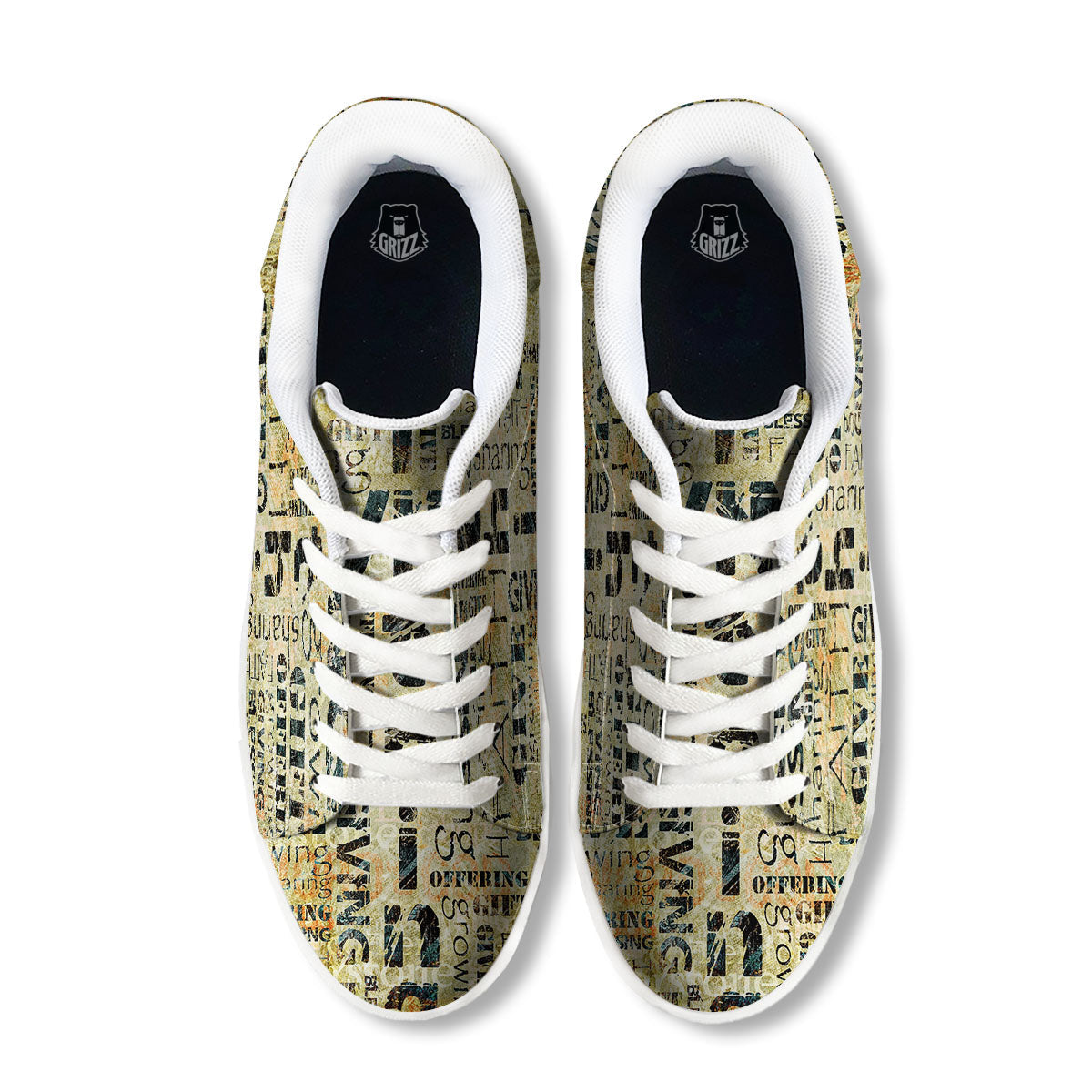 Religious Words Tithing And Giving Print White Low Top Sneakers-grizzshop