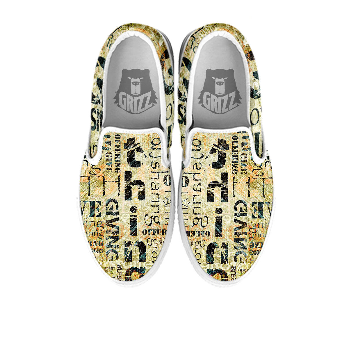 Religious Words Tithing And Giving Print White Slip On Shoes-grizzshop