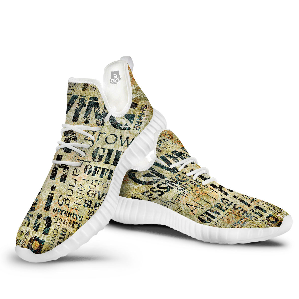 Religious Words Tithing And Giving Print White Walking Shoes-grizzshop