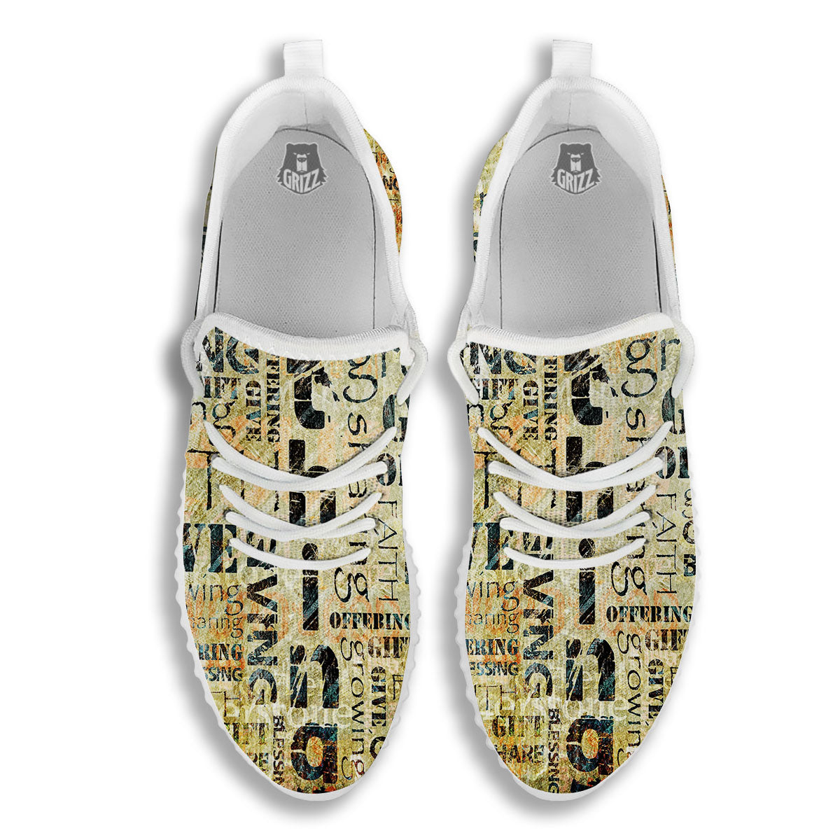 Religious Words Tithing And Giving Print White Walking Shoes-grizzshop