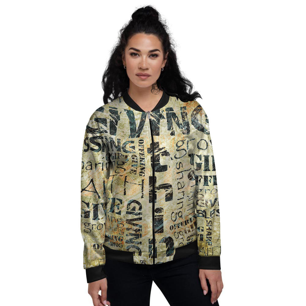 Religious Words Tithing And Giving Print Women's Bomber Jacket-grizzshop