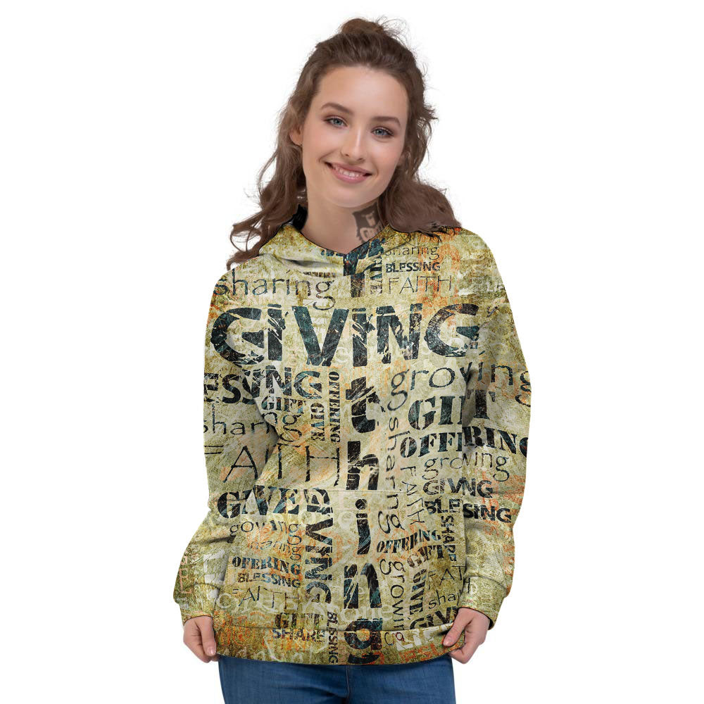Religious Words Tithing And Giving Print Women's Hoodie-grizzshop