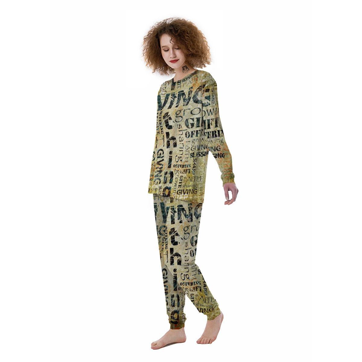 Religious Words Tithing And Giving Print Women's Pajamas-grizzshop