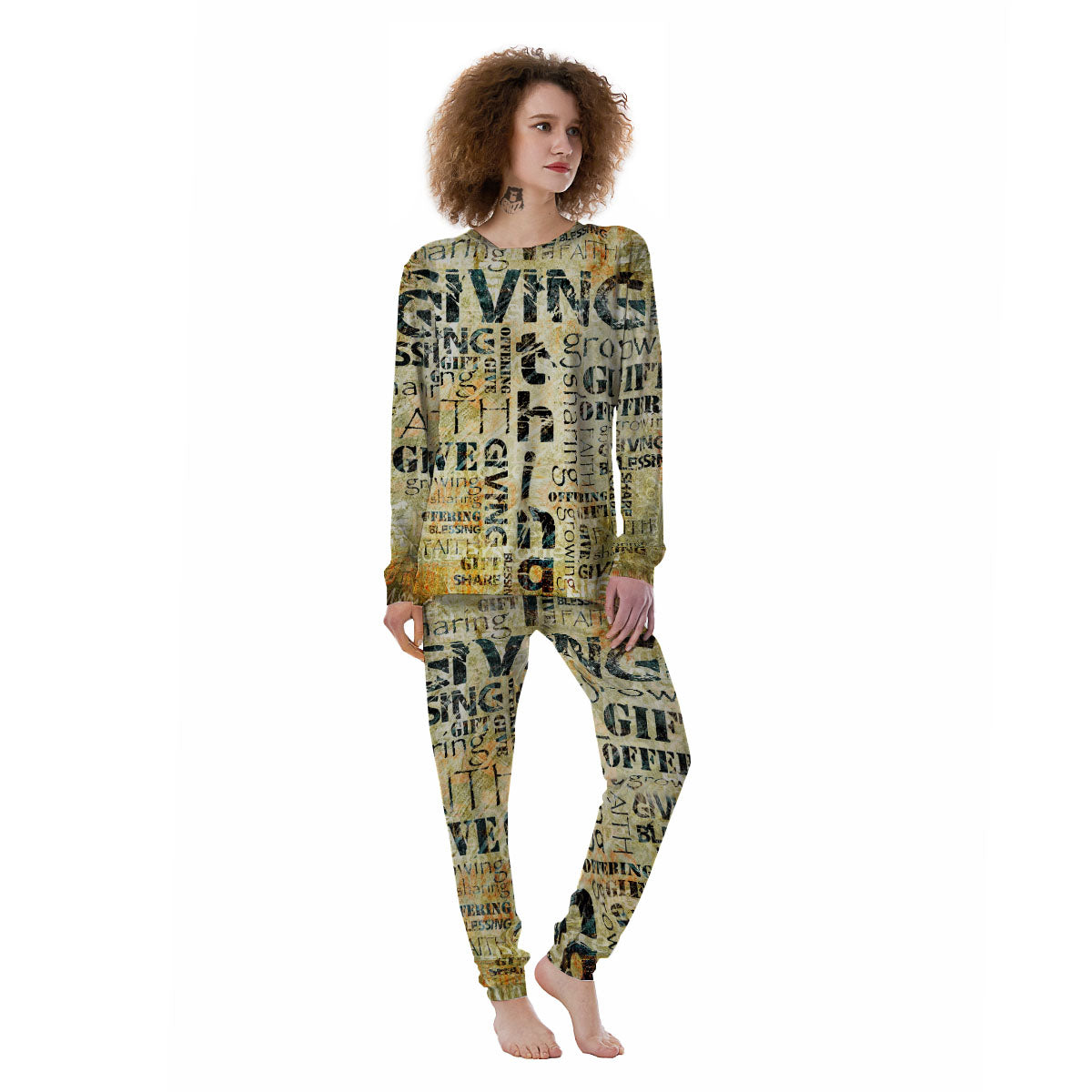 Religious Words Tithing And Giving Print Women's Pajamas-grizzshop