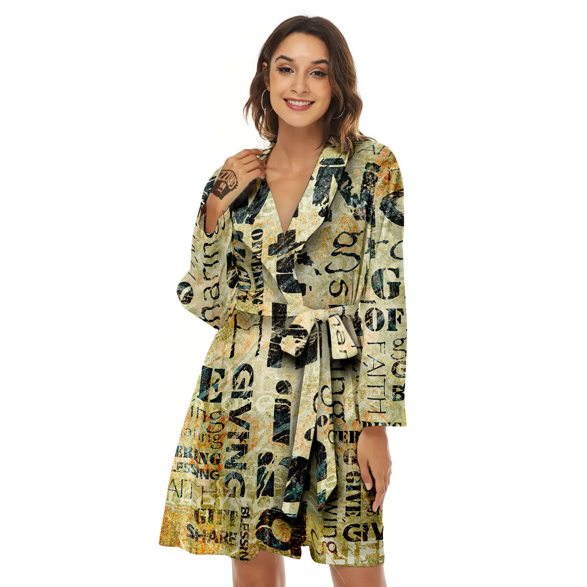 Religious Words Tithing And Giving Print Women's Robe-grizzshop