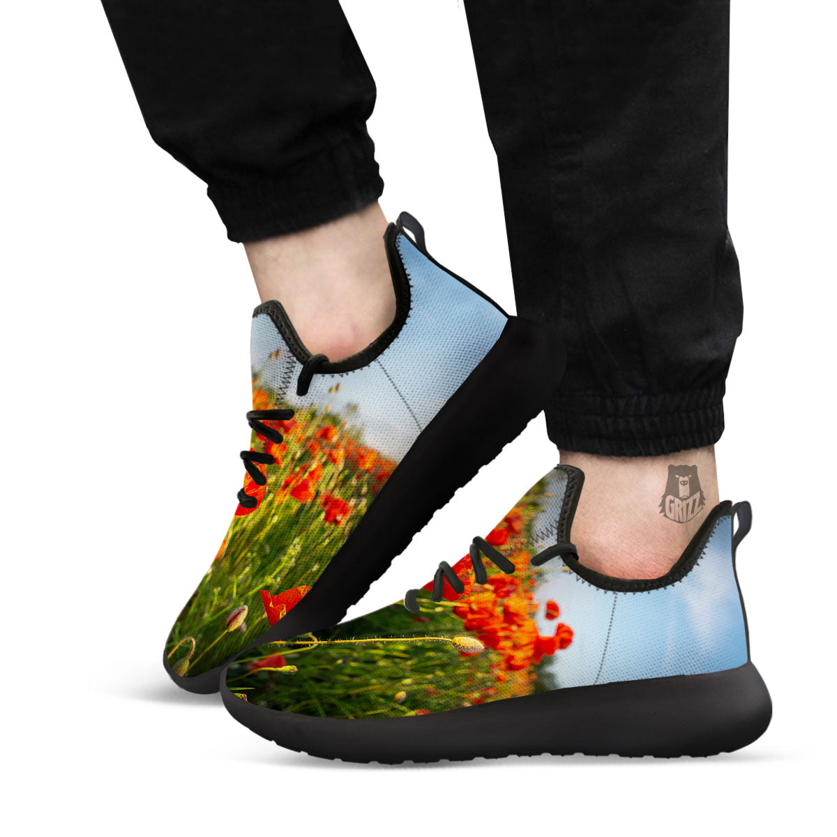 Remembrance Poppy Day Print Black Athletic Shoes-grizzshop
