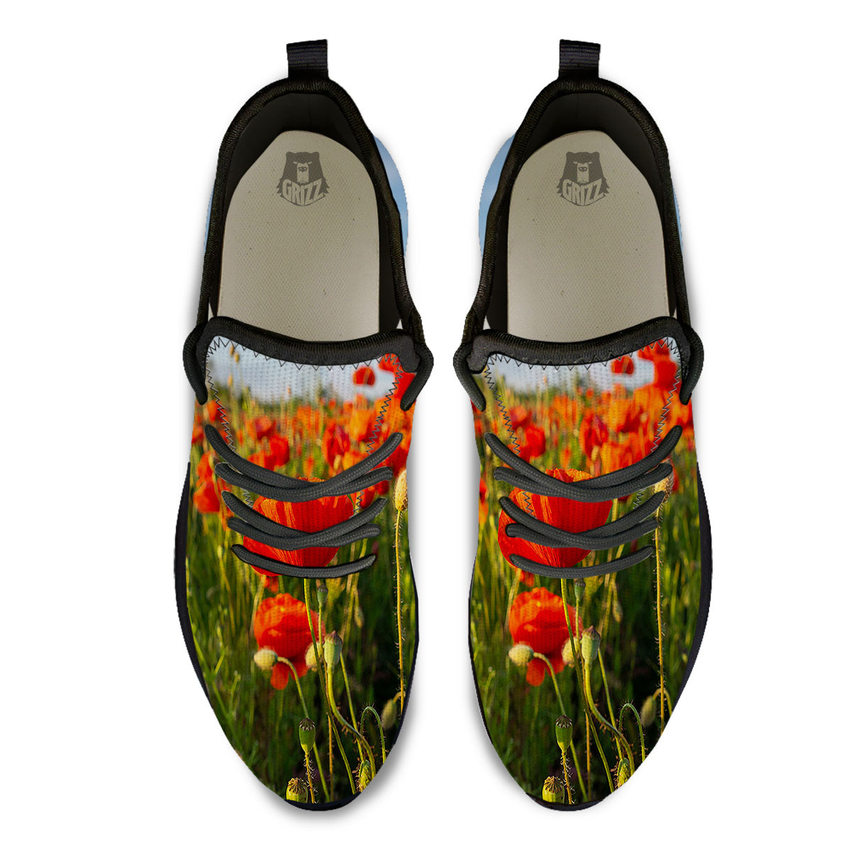Remembrance Poppy Day Print Black Athletic Shoes-grizzshop