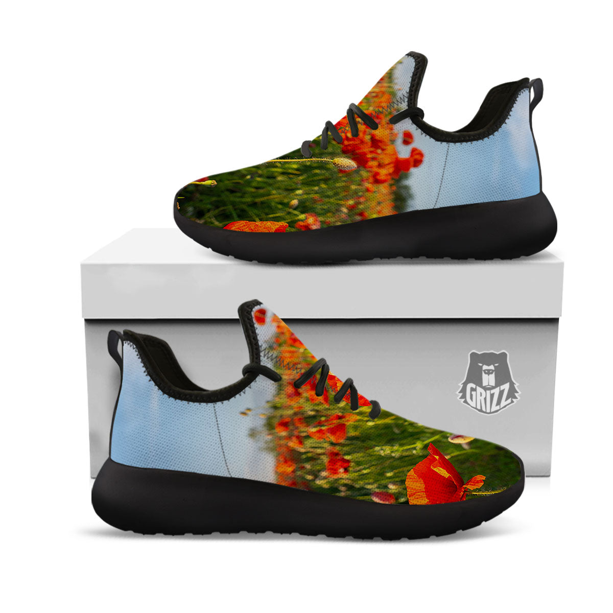 Remembrance Poppy Day Print Black Athletic Shoes-grizzshop