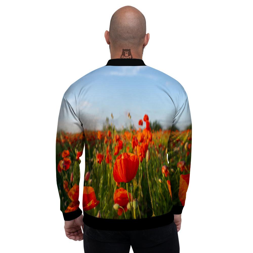 Remembrance Poppy Day Print Men's Bomber Jacket-grizzshop