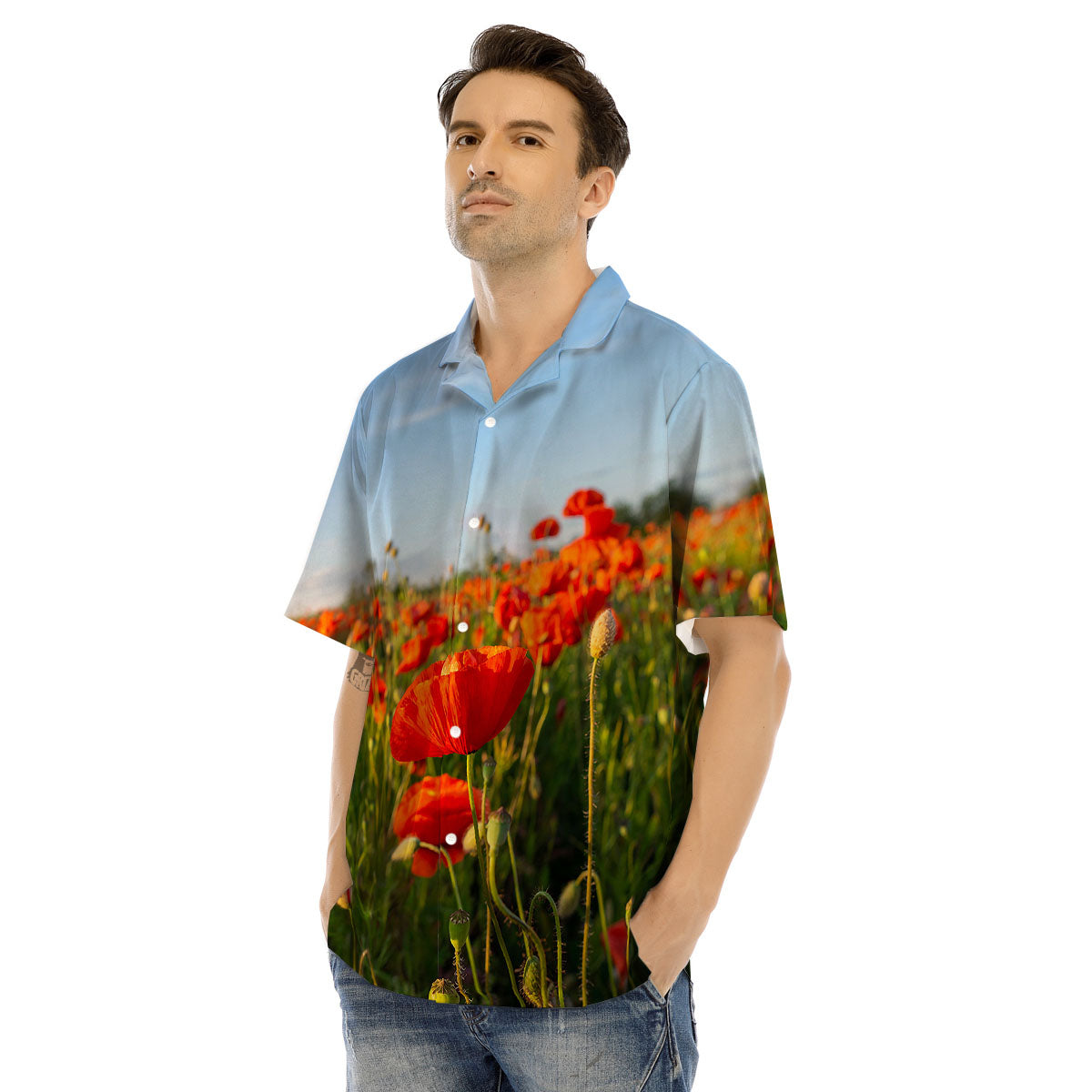 Remembrance Poppy Day Print Men's Hawaiian Shirt-grizzshop