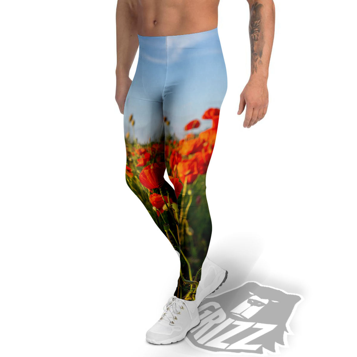 Remembrance Poppy Day Print Men's Leggings-grizzshop