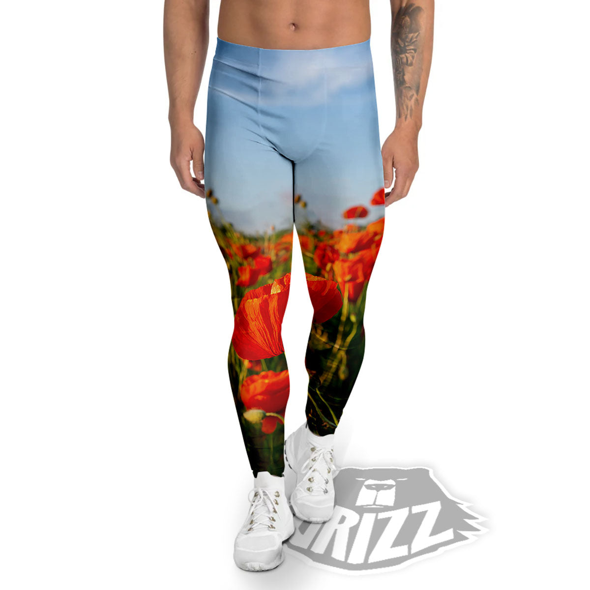 Remembrance Poppy Day Print Men's Leggings-grizzshop