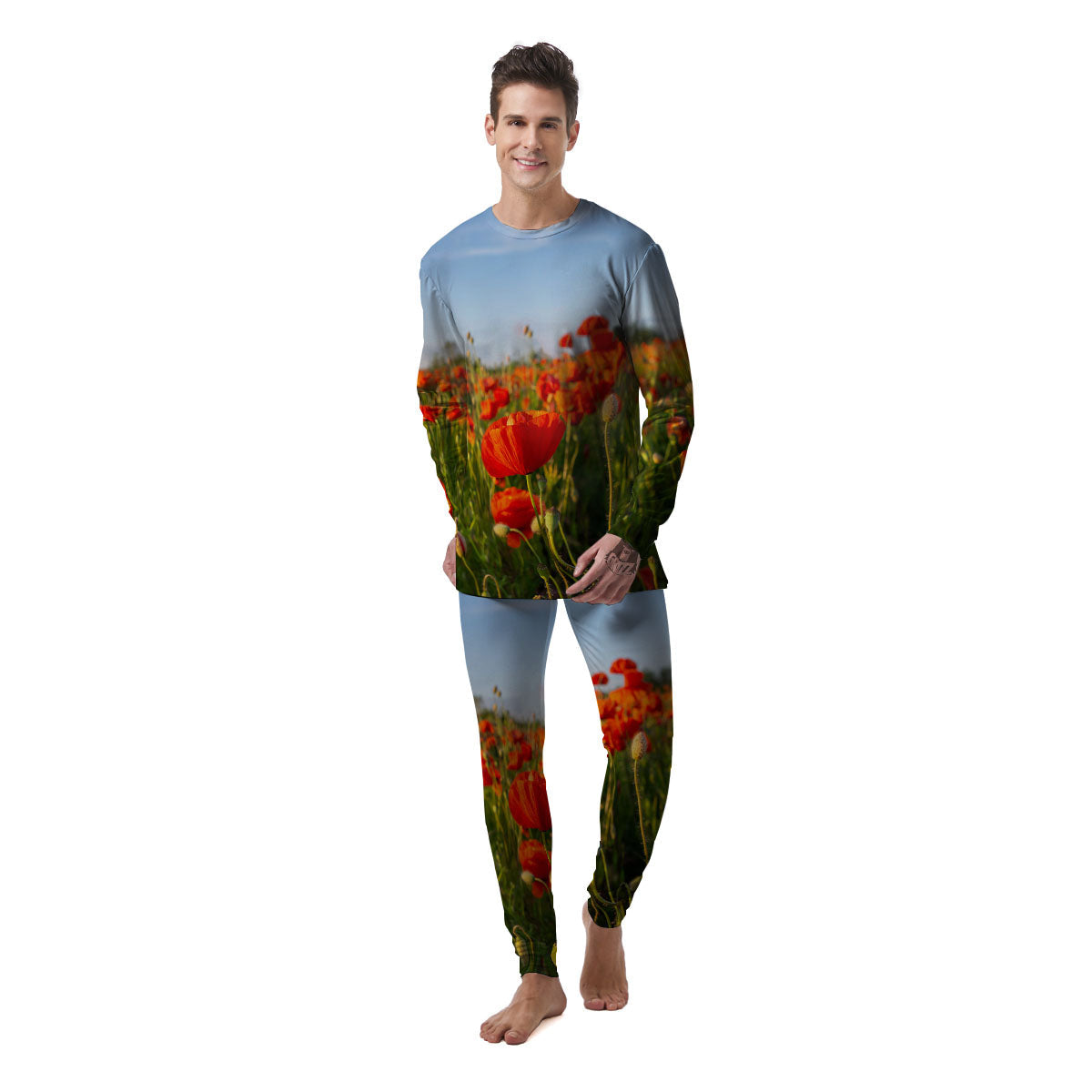 Remembrance Poppy Day Print Men's Pajamas-grizzshop