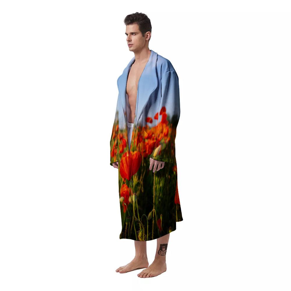 Remembrance Poppy Day Print Men's Robe-grizzshop