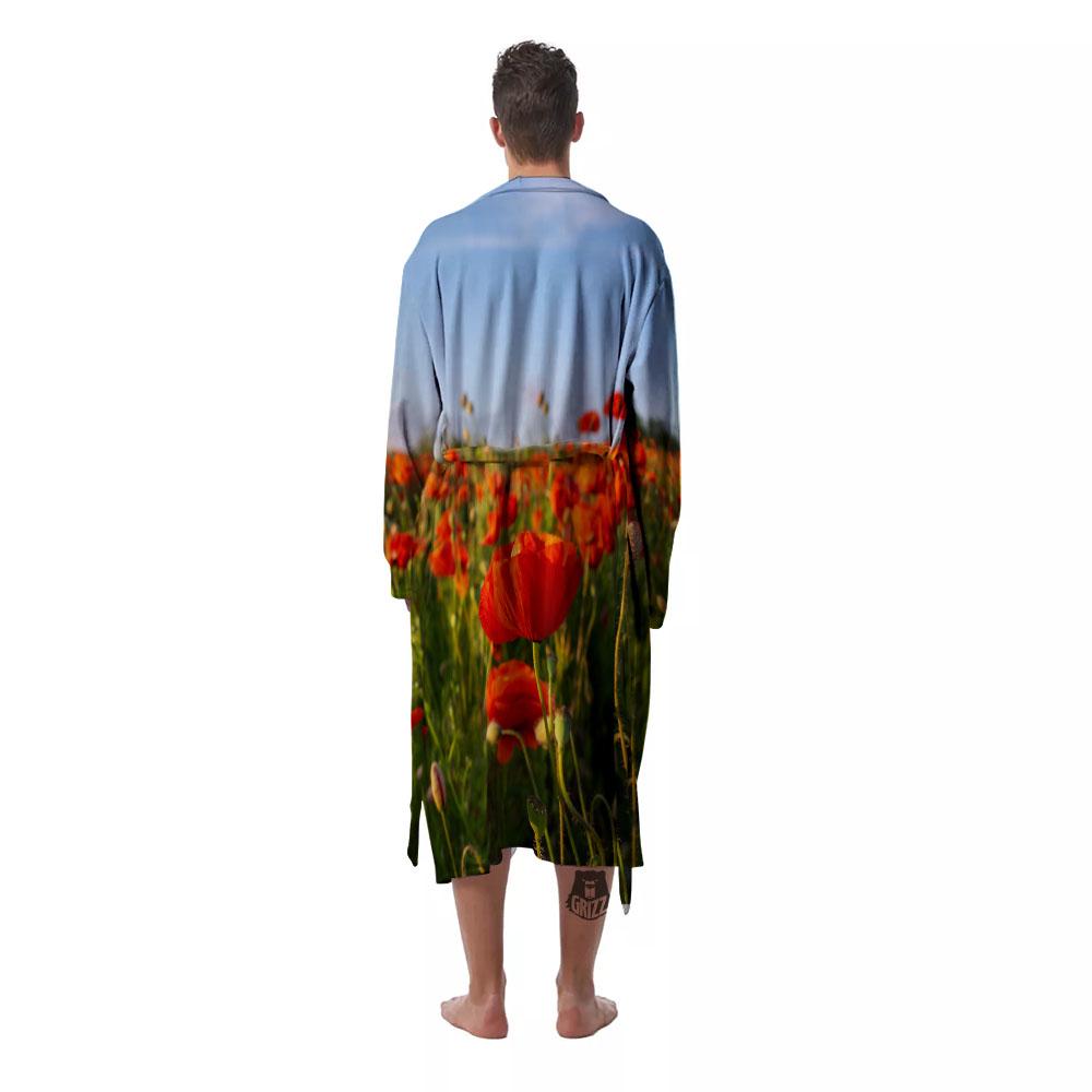 Remembrance Poppy Day Print Men's Robe-grizzshop