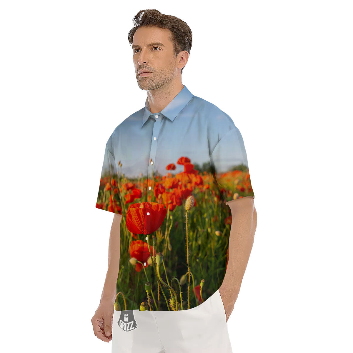 Remembrance Poppy Day Print Men's Short Sleeve Shirts-grizzshop