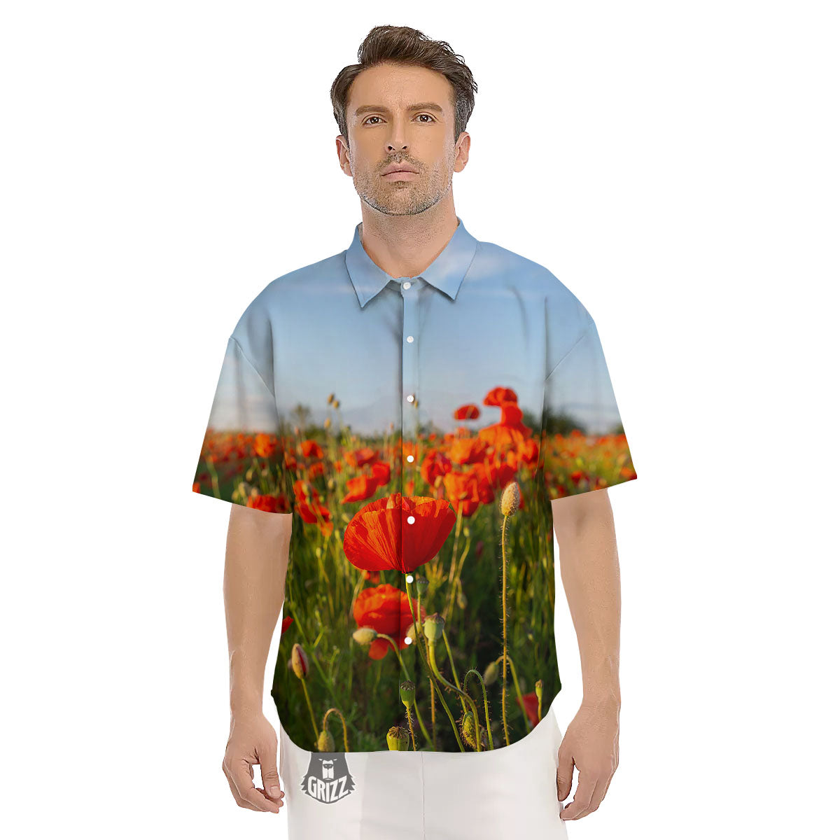 Remembrance Poppy Day Print Men's Short Sleeve Shirts-grizzshop