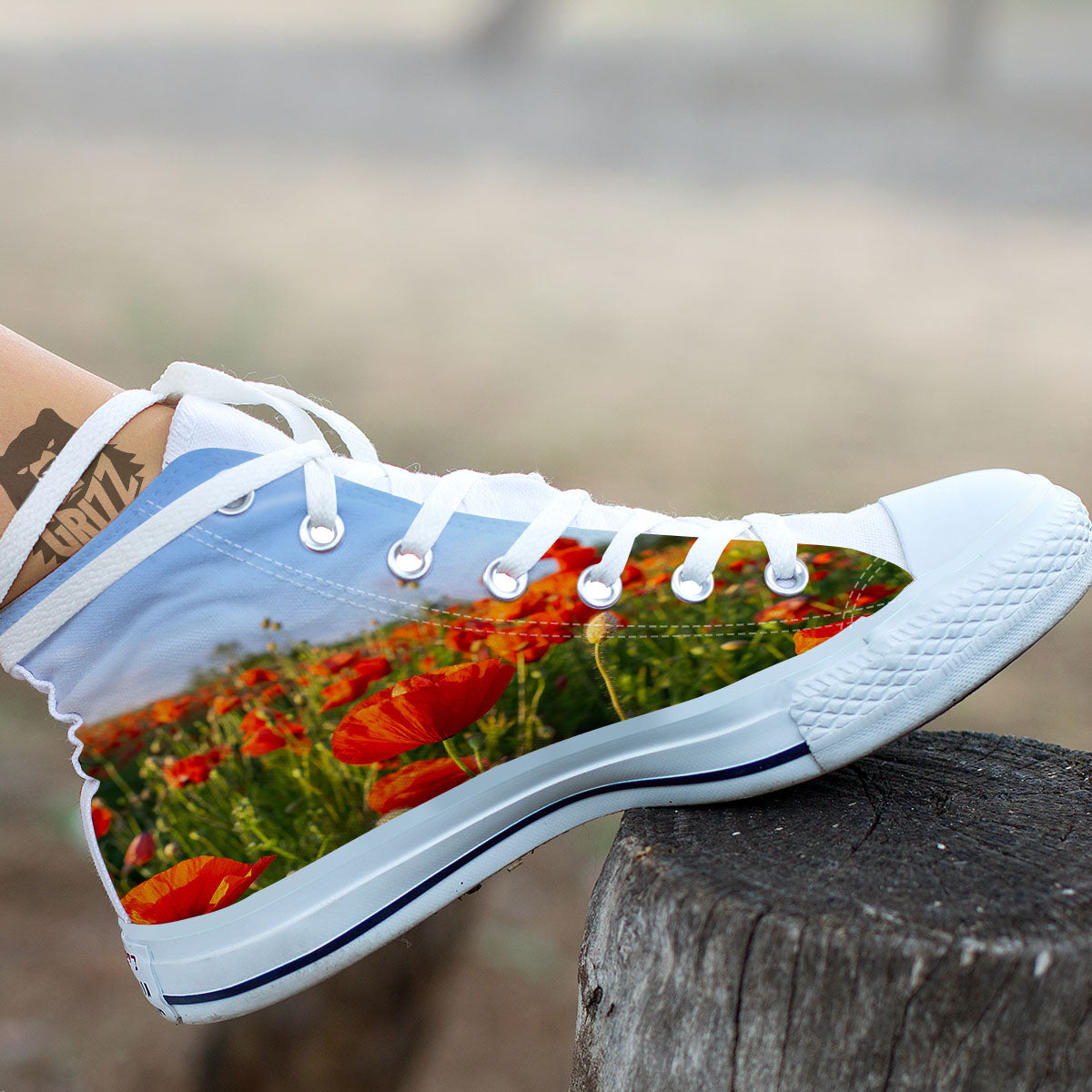 Remembrance Poppy Day Print White High Top Shoes-grizzshop