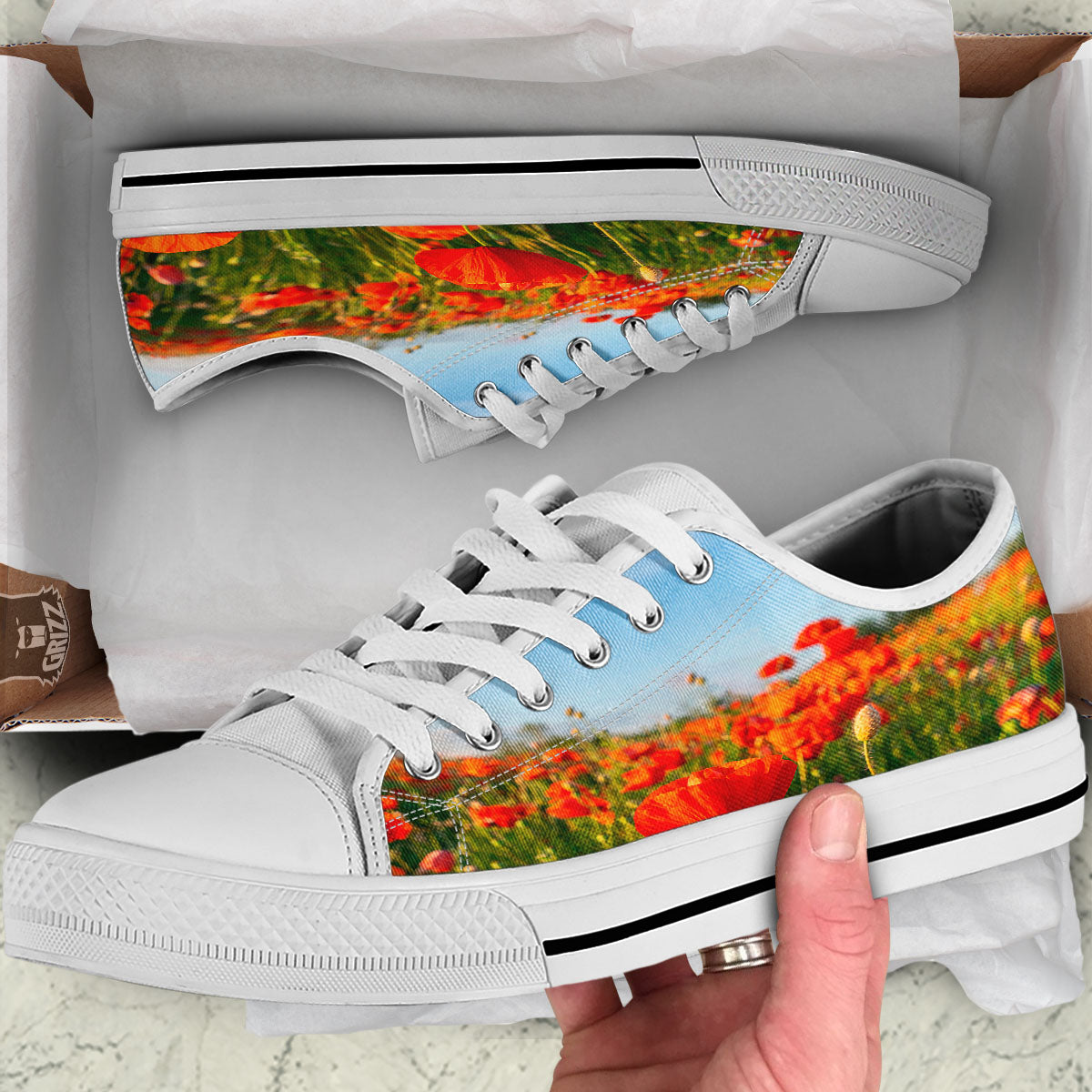 Remembrance Poppy Day Print White Low Top Shoes-grizzshop