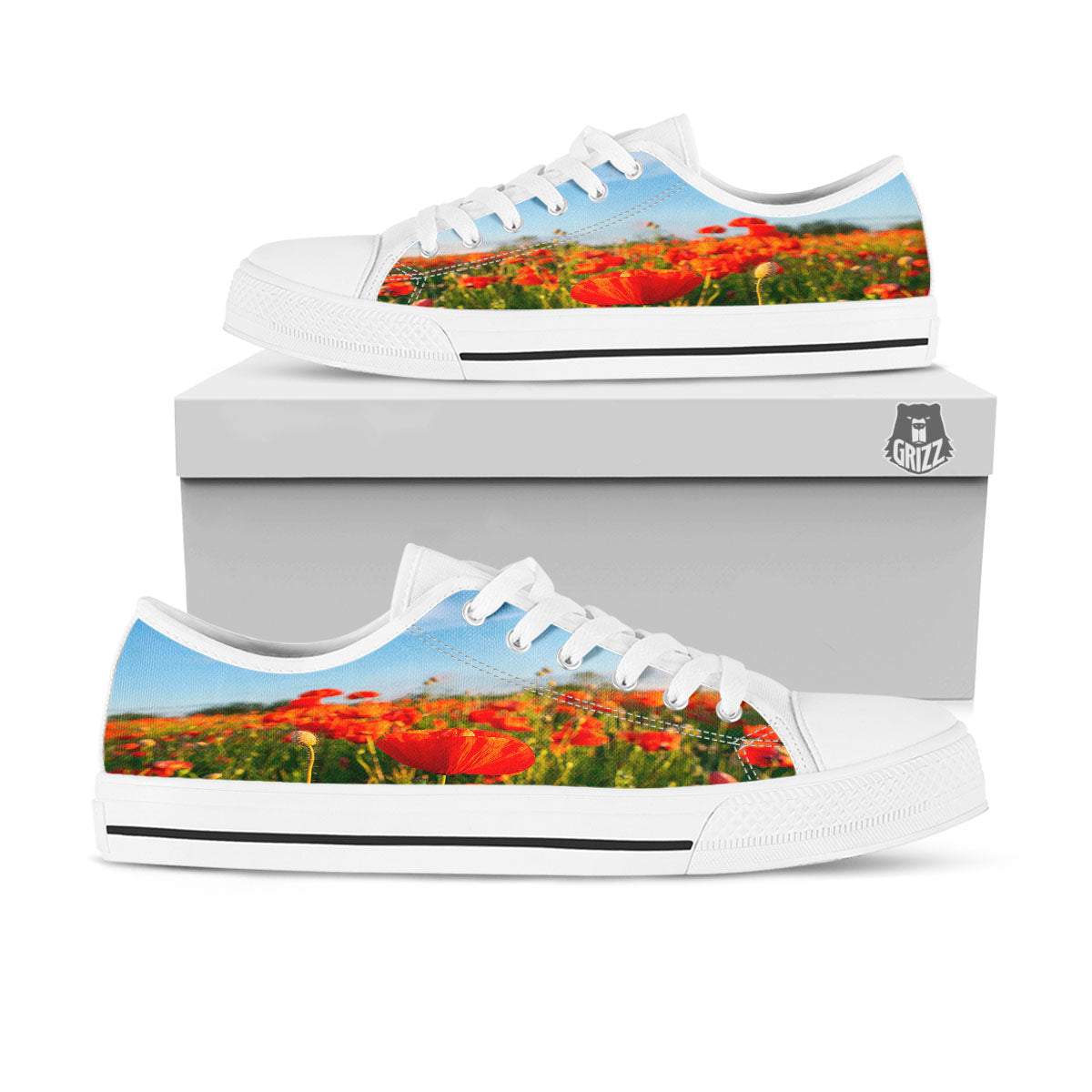 Remembrance Poppy Day Print White Low Top Shoes-grizzshop