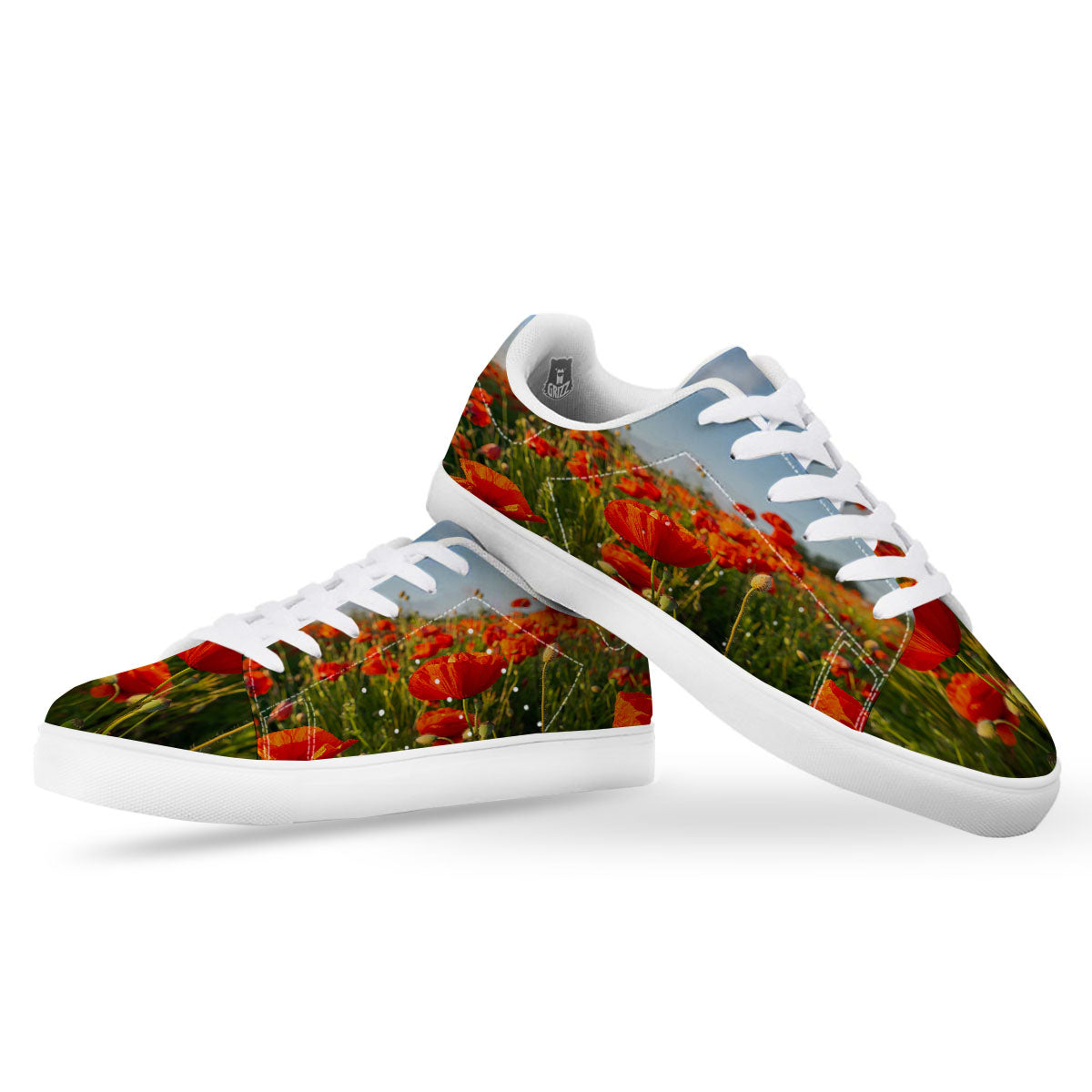 Remembrance Poppy Day Print White Low Top Sneakers-grizzshop