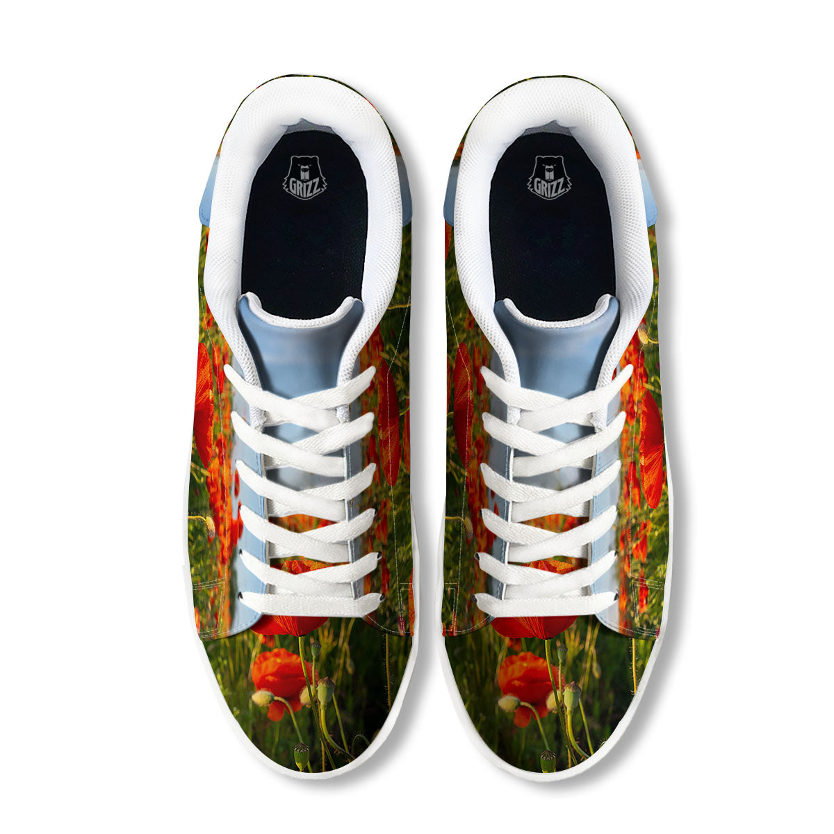 Remembrance Poppy Day Print White Low Top Sneakers-grizzshop