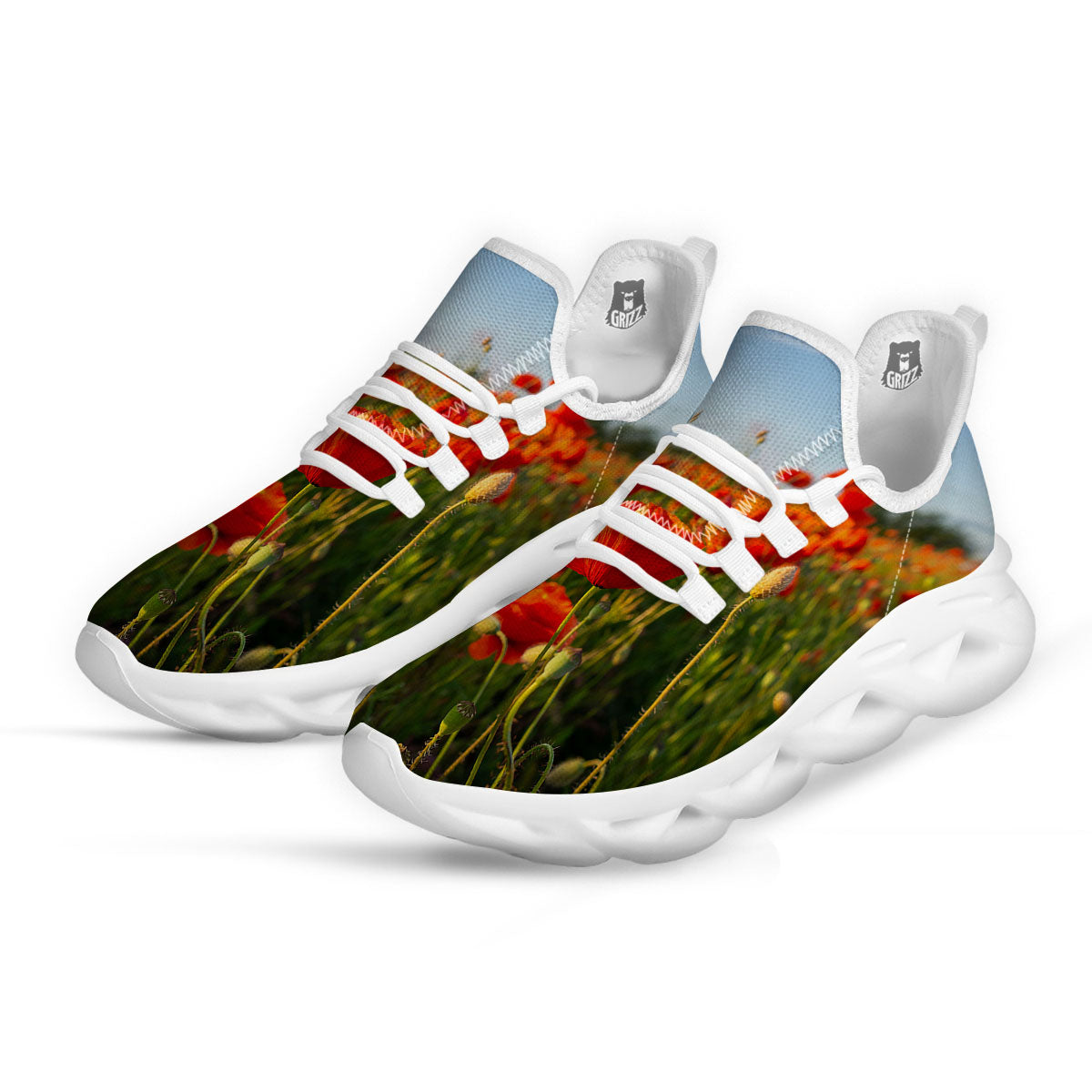 Remembrance Poppy Day Print White Running Shoes-grizzshop
