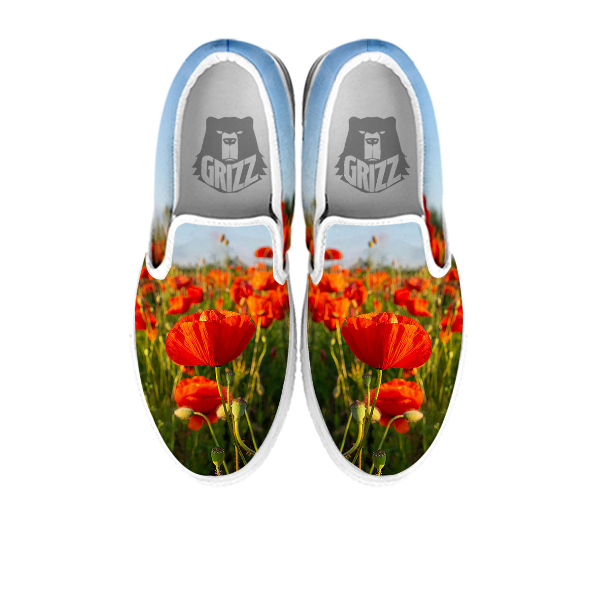 Remembrance Poppy Day Print White Slip On Shoes-grizzshop