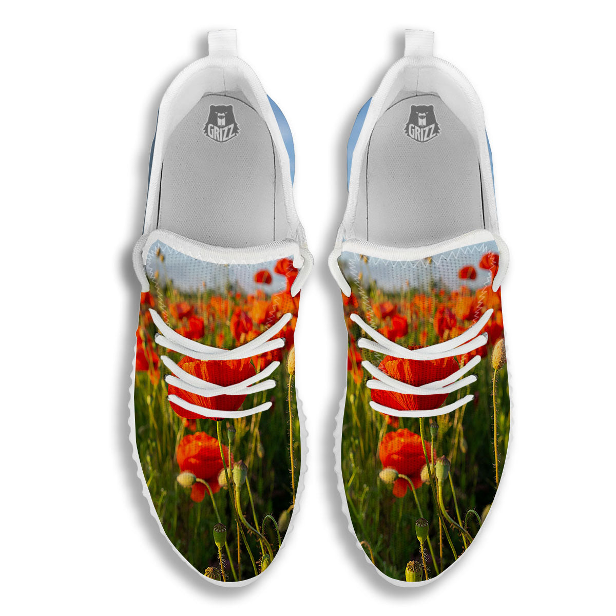 Remembrance Poppy Day Print White Walking Shoes-grizzshop