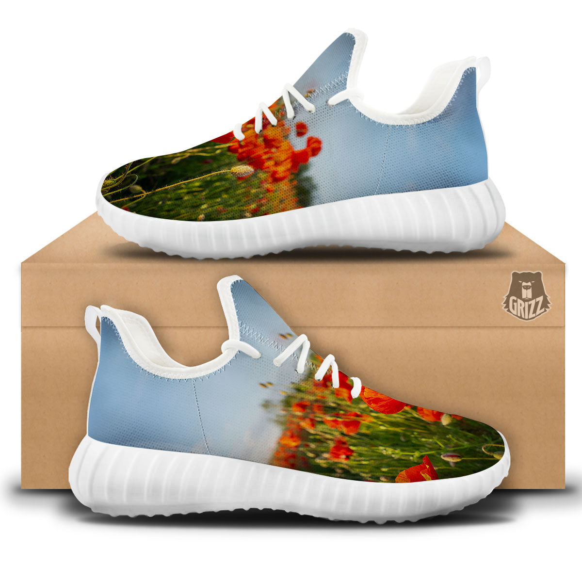 Remembrance Poppy Day Print White Walking Shoes-grizzshop