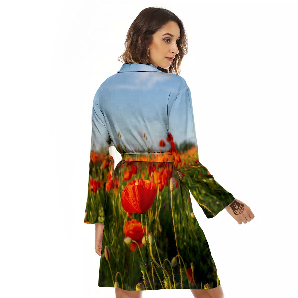 Remembrance Poppy Day Print Women's Robe-grizzshop