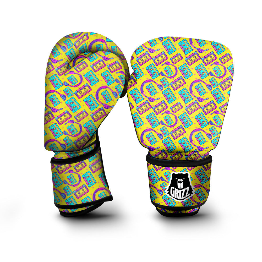 Retro Cassette And Earphones Print Pattern Boxing Gloves-grizzshop