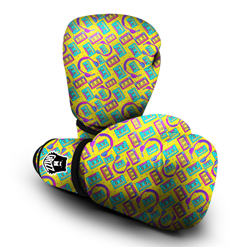 Retro Cassette And Earphones Print Pattern Boxing Gloves-grizzshop