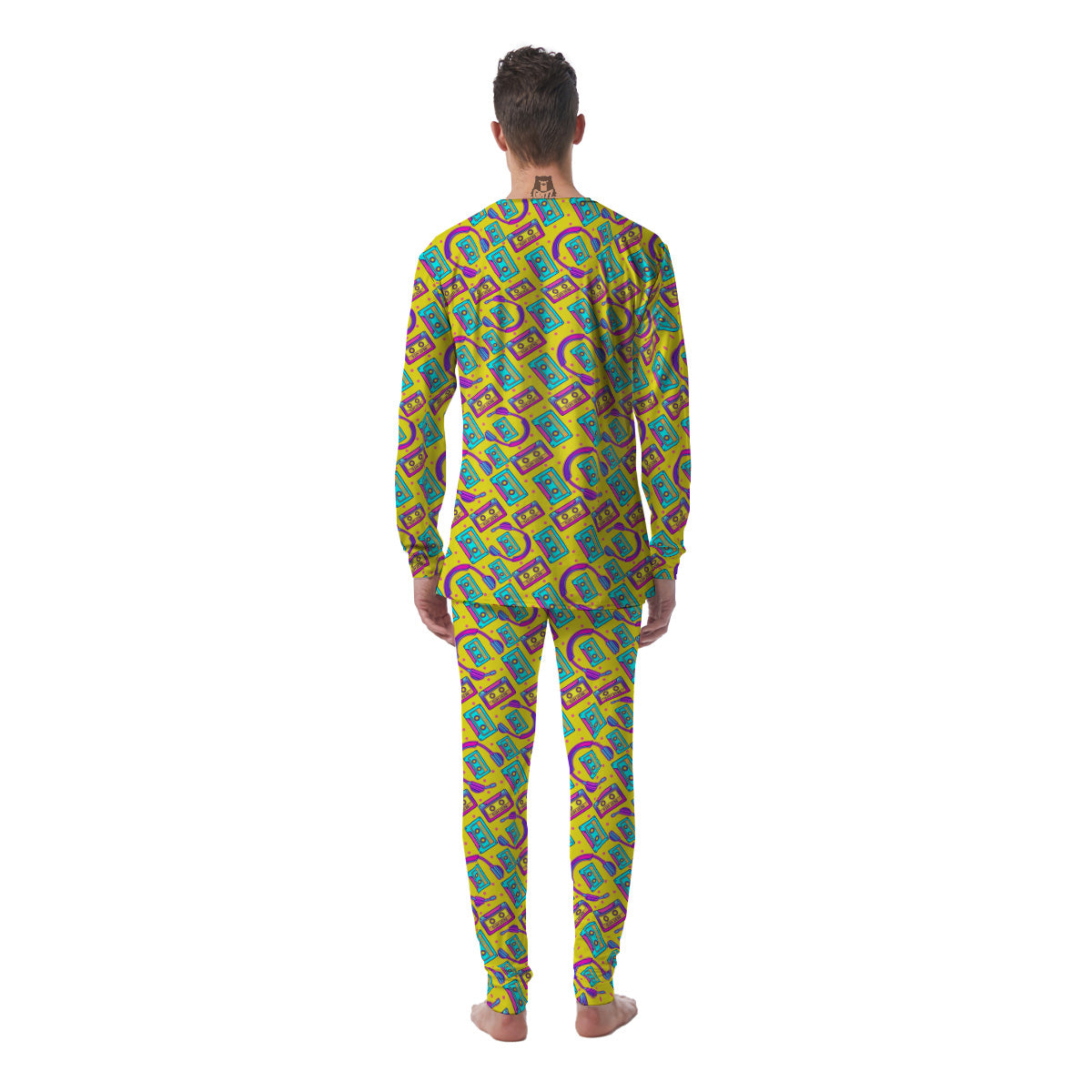 Retro Cassette And Earphones Print Pattern Men's Pajamas-grizzshop