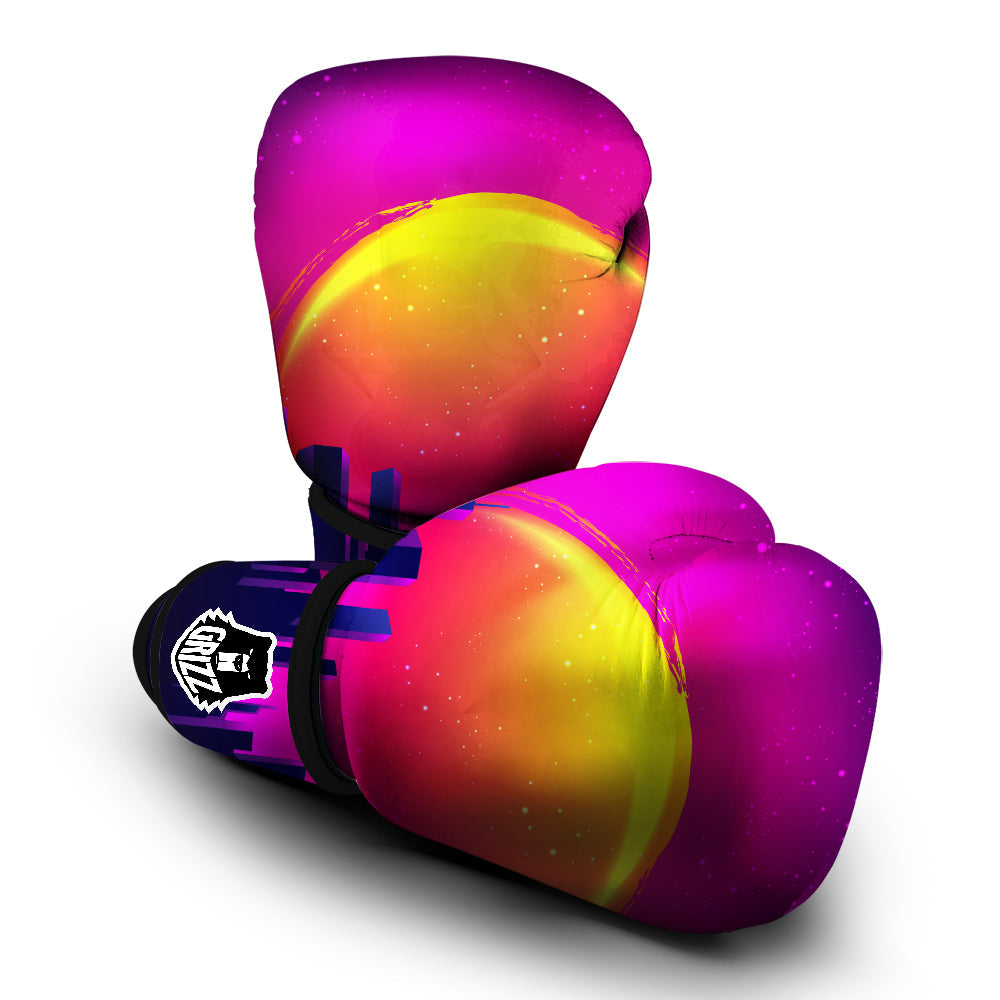 Retro City Sunrise Print Boxing Gloves-grizzshop