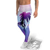 Retro Futuristic Palms Tree Print Men's Leggings-grizzshop