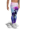 Retro Futuristic Palms Tree Print Men's Leggings-grizzshop