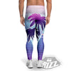 Retro Futuristic Palms Tree Print Men's Leggings-grizzshop