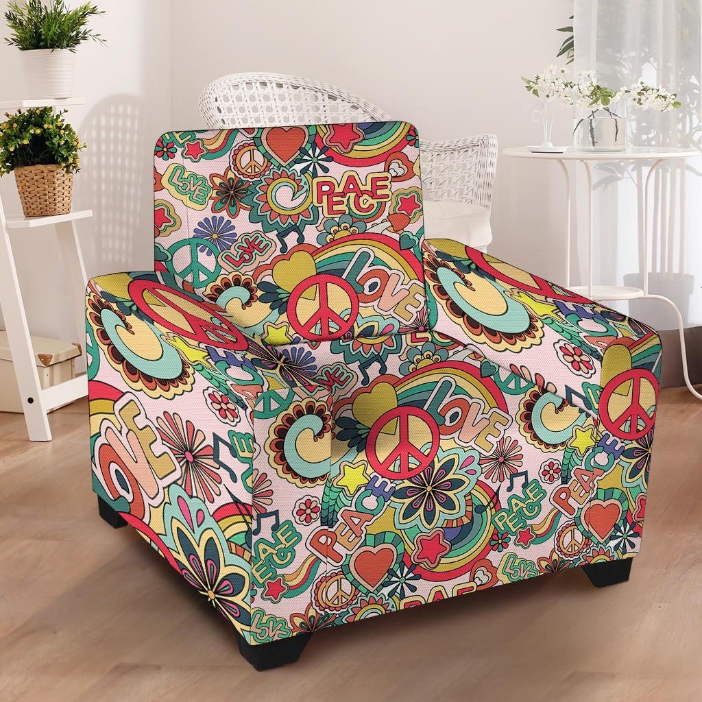 Retro Hippie Armchair Cover-grizzshop