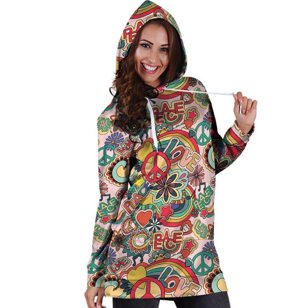 Retro Hippie Hoodie Dress-grizzshop