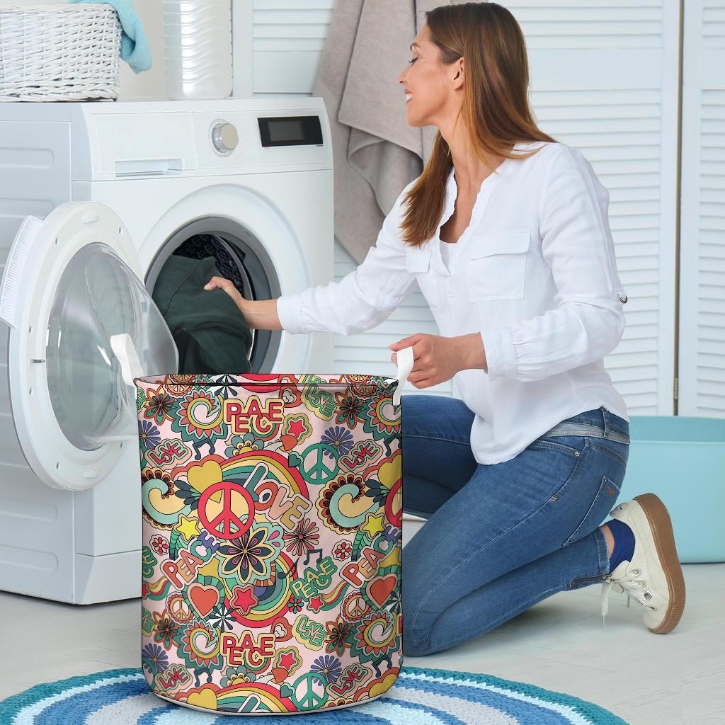 Retro Hippie Laundry Basket-grizzshop