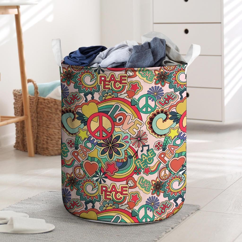 Retro Hippie Laundry Basket-grizzshop