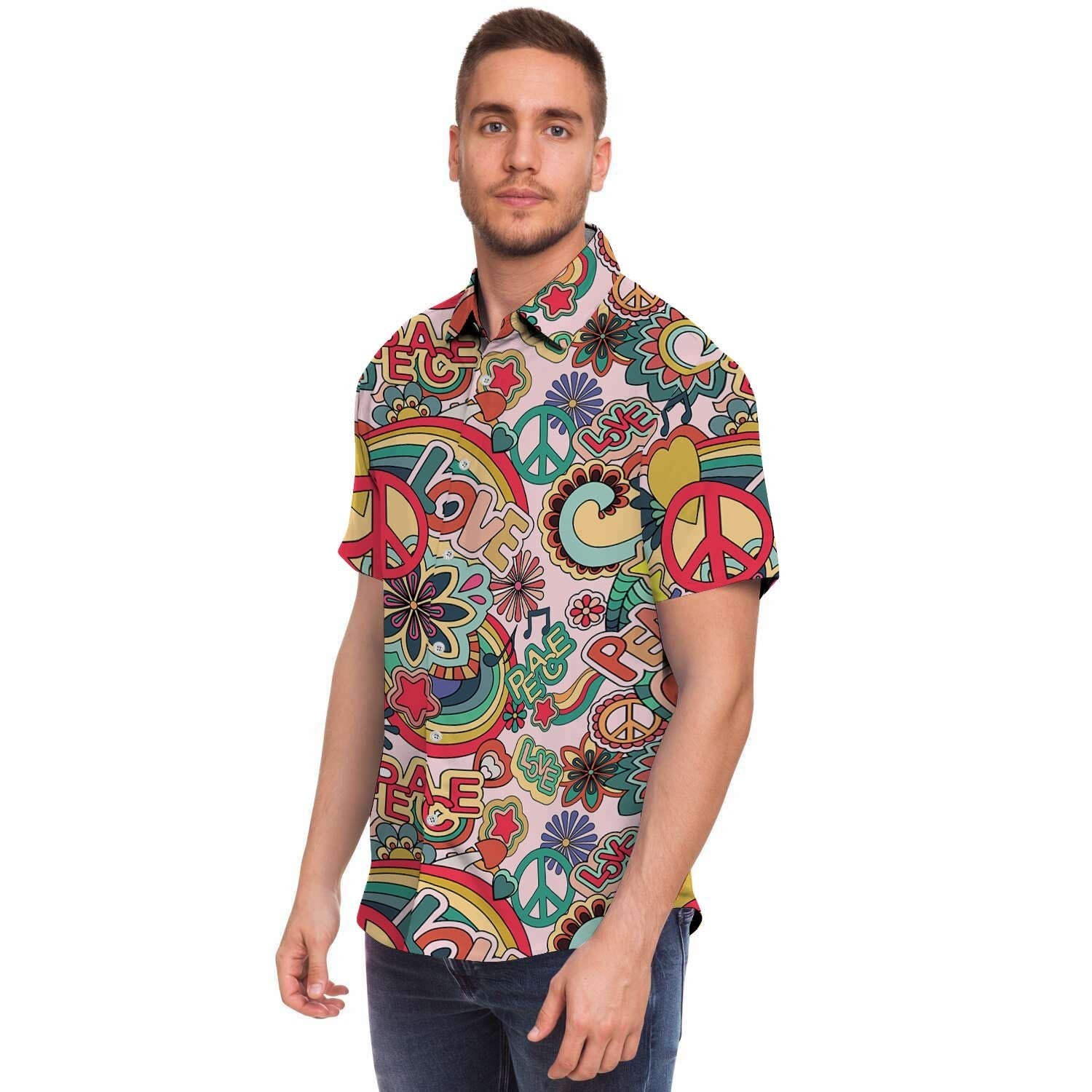 Retro Hippie Men's Short Sleeve Shirt-grizzshop