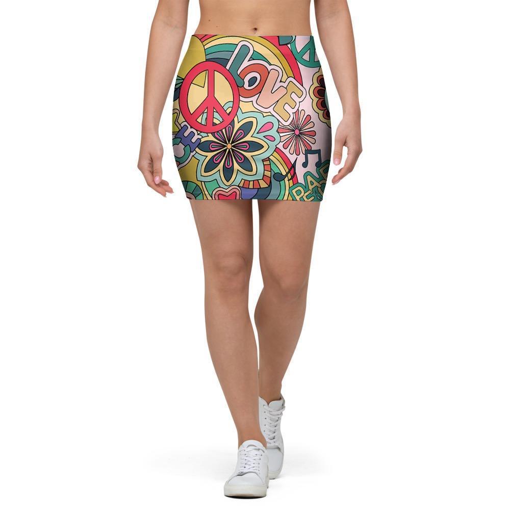 Retro Hippie Mini Skirt-grizzshop