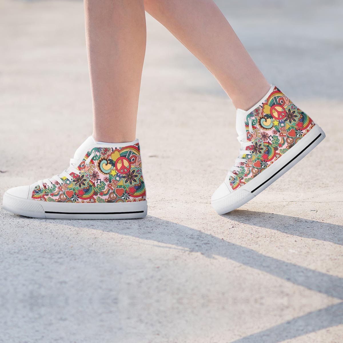Retro Hippie Women's High Top Shoes-grizzshop